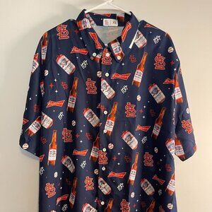 St Louis Cardinal Budweiser Short Sleeve Button Down Shirt Size XL